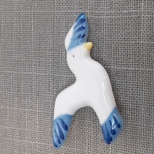 Ceramic Seagull Bird Pin Brooch